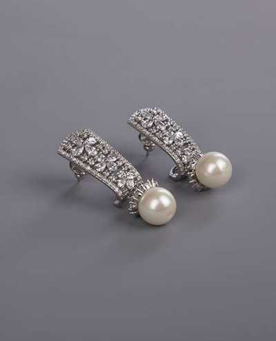 Silver Pearl Drop Earrings - Laality 